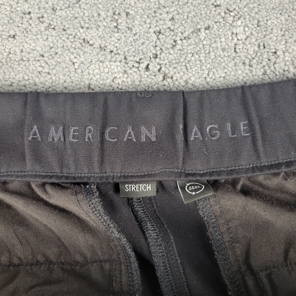 American Eagle Pants Womens 12 Black Wide Leg Trouser Relaxed Lagenlook Stretch - Picture 3 of 6